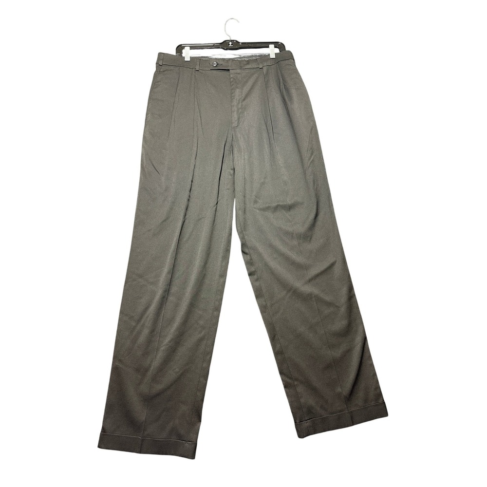 Slates Basics Pleated Dress Pants Men 34x32 Black Excellent Cuffed Relaxed